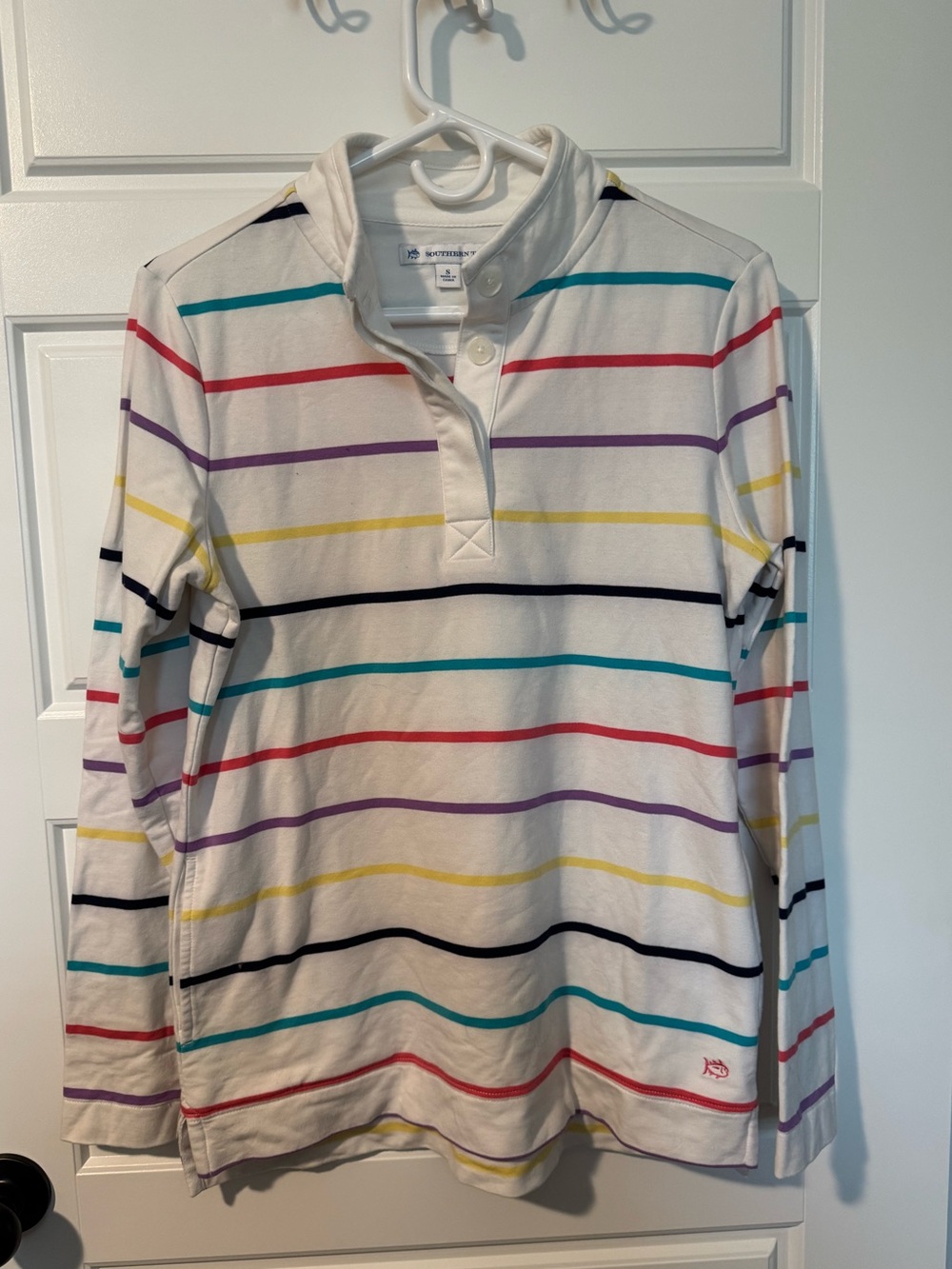 Southern Tide Multicolor Stripe Pullover Shirt, Size Small